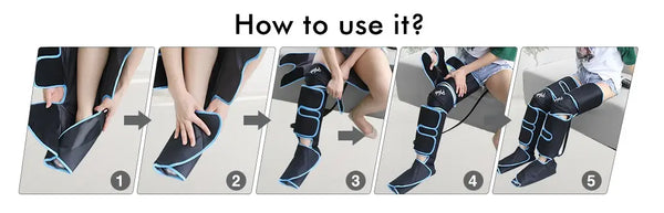 Leg Air Compression Massager with Heat Therapy Foot Calf Thigh Circulation for Restless Legs Syndrome - Grey