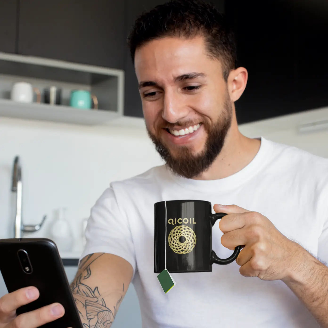 Qi Life Ceramic Black Mug 15oz