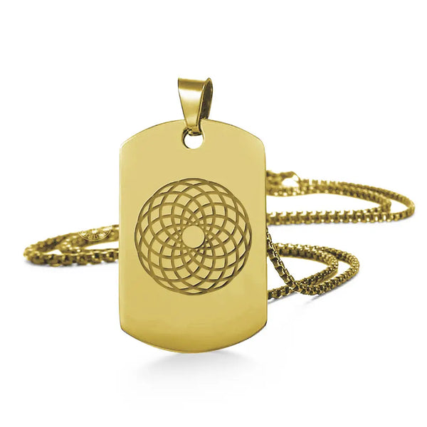 EMF 5G Protection Quantum Scalar Dog Tag Pendant Necklace - Gold.
