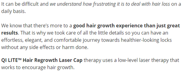 Hair Loss Treatment - QI LITE Infrared Laser Cap LED Light Therapy.