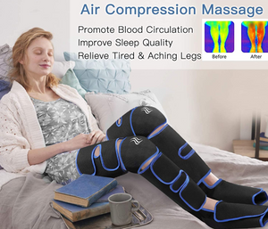 Leg Air Compression Massager  with Heat Therapy Foot Calf Thigh Circulation for Restless Legs Syndrome - Grey - Qi Life Store 