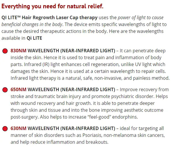 Hair Loss Treatment - QI LITE Infrared Laser Cap LED Light Therapy.