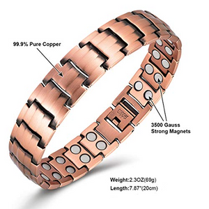 Magnetic Therapy Bracelet Men Women for Arthritis & Pain Relief  Pure Copper.