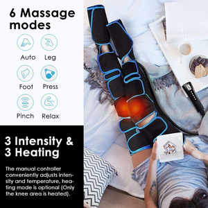 Leg Compression Massager Cordless and Rechargeable Thigh and Knee Boots Device with Heat for Circulation and Recovery Legs Pain Relief Lymphatic Drainage.