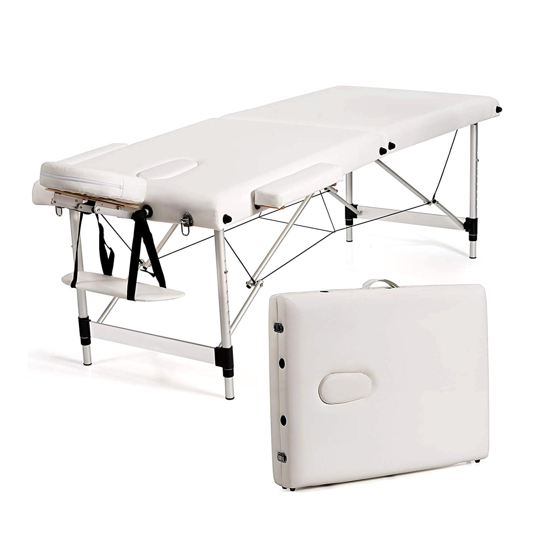 Portable Massage Table With Adjustable Aluminum Frame White