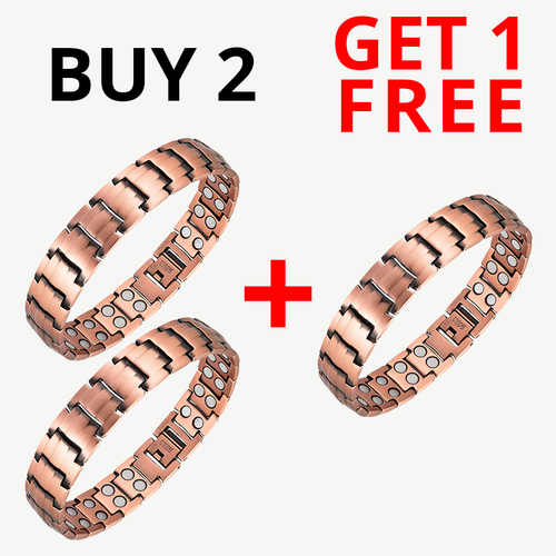Bracelet de thérapie magnétique Hommes Femmes pour l'arthrite et le soulagement de la douleur du canal carpien Cuivre pur - Achetez 2 + obtenez 1 gratuit !!
