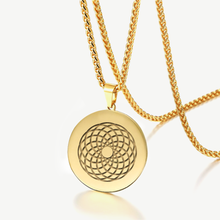 Bild in Galerie-Viewer laden, Emf 5G Protection Quantum Scalar 24K Gold Circle Pendant Necklace.