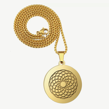 Load image into Gallery viewer, Emf 5G Protection Quantum Scalar 24K Gold Circle Pendant Necklace.